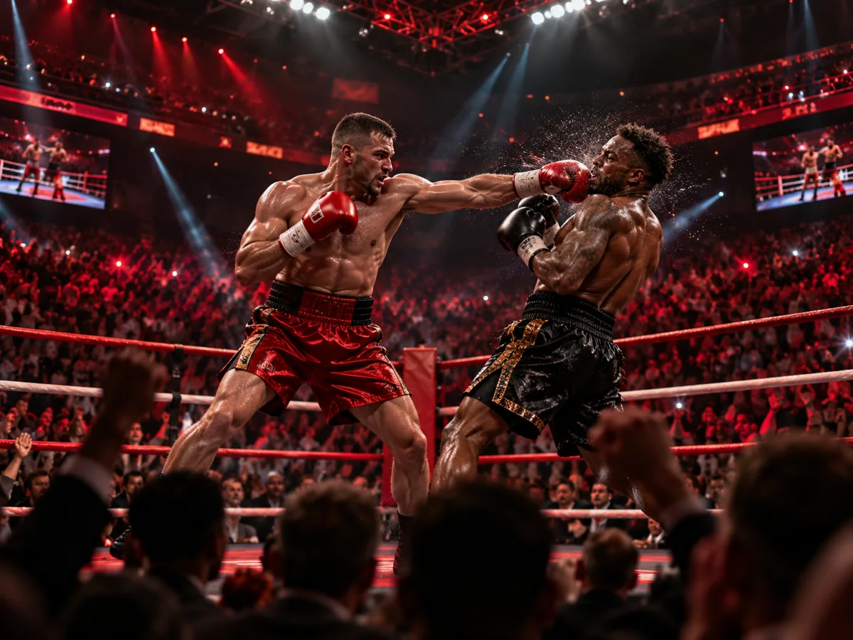 Boxing arena on fight night